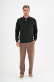 Black Interlock Polo Sweatshirt