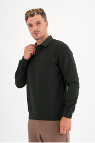 Dark Green Interlock Polo Sweatshirt