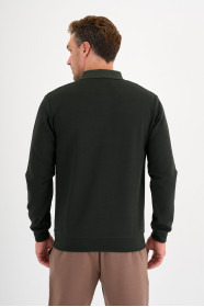 Dark Green Interlock Polo Sweatshirt