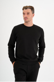 Black Interlock Crew Neck Sweatshirt