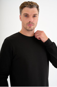 Black Interlock Crew Neck Sweatshirt