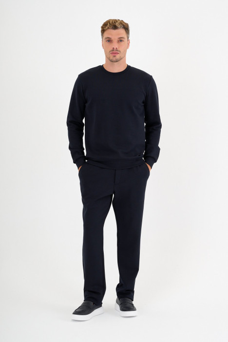 Navy Interlock Crew Neck Sweatshirt