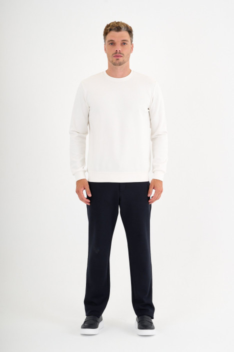 Bone Interlock Crew Neck Sweatshirt