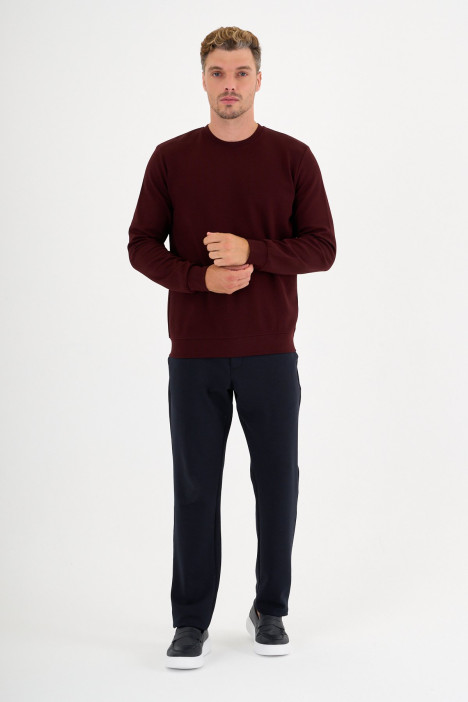 Burgundy Interlock Crew Neck Sweatshirt