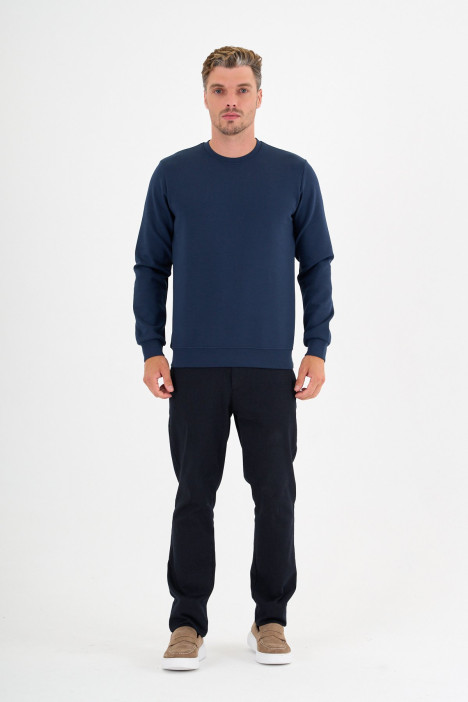 Marine Blue Interlock Crew Neck Sweatshirt