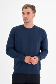 Marine Blue Interlock Crew Neck Sweatshirt
