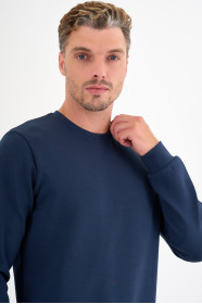Marine Blue Interlock Crew Neck Sweatshirt