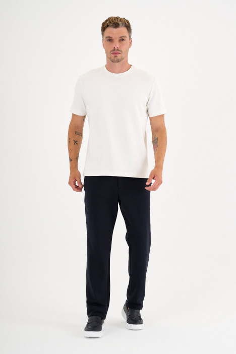 Bone Interlock Crew Neck T-Shirt