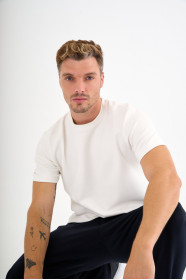 Bone Interlock Crew Neck T-Shirt