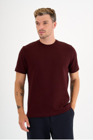 Burgundy Interlock Crew Neck T-Shirt