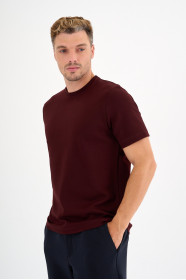 Burgundy Interlock Crew Neck T-Shirt