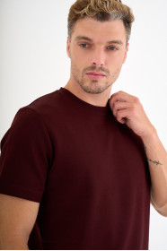 Burgundy Interlock Crew Neck T-Shirt