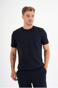 Navy Interlock Crew Neck T-Shirt