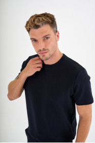 Navy Interlock Crew Neck T-Shirt