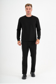 Black Interlock Crew Neck Sweatshirt