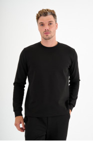 Black Interlock Crew Neck Sweatshirt