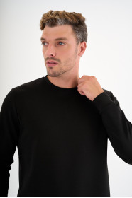 Black Interlock Crew Neck Sweatshirt