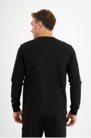 Black Interlock Crew Neck Sweatshirt