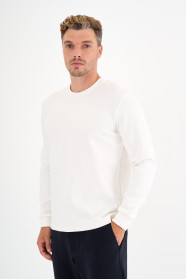 Bone Interlock Crew Neck Sweatshirt