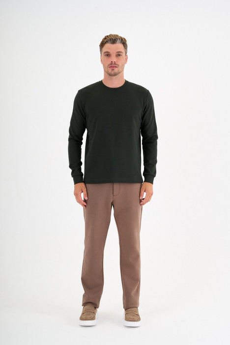 Bottle Green Interlock Crew Neck Sweatshirt