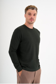 Bottle Green Interlock Crew Neck Sweatshirt