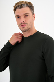 Bottle Green Interlock Crew Neck Sweatshirt