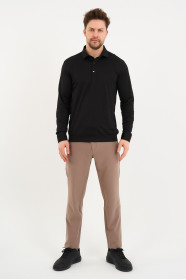 Bosmenti Long Sleeve Polo Collar - BLACK