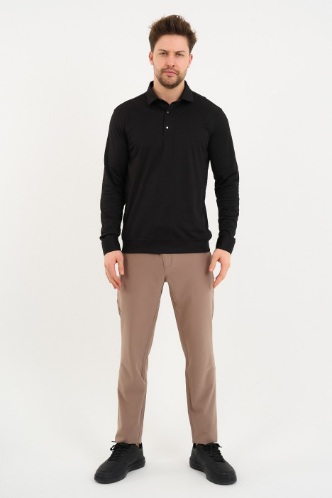 Bosmenti Long Sleeve Polo Collar - BLACK