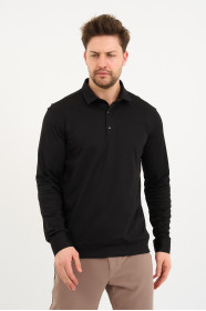 Bosmenti Long Sleeve Polo Collar - BLACK