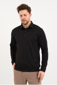 Bosmenti Long Sleeve Polo Collar - BLACK