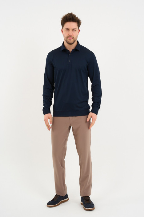 Bosmenti Long Sleeve Polo Collar - NAVY
