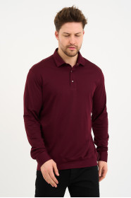 Bosmenti Long Sleeve Polo Collar - BURGUNDY