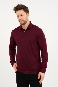 Bosmenti Long Sleeve Polo Collar - BURGUNDY