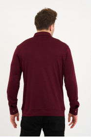 Bosmenti Long Sleeve Polo Collar - BURGUNDY
