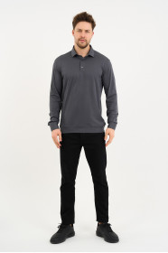 Bosmenti Long Sleeve Polo Collar - SMOKE