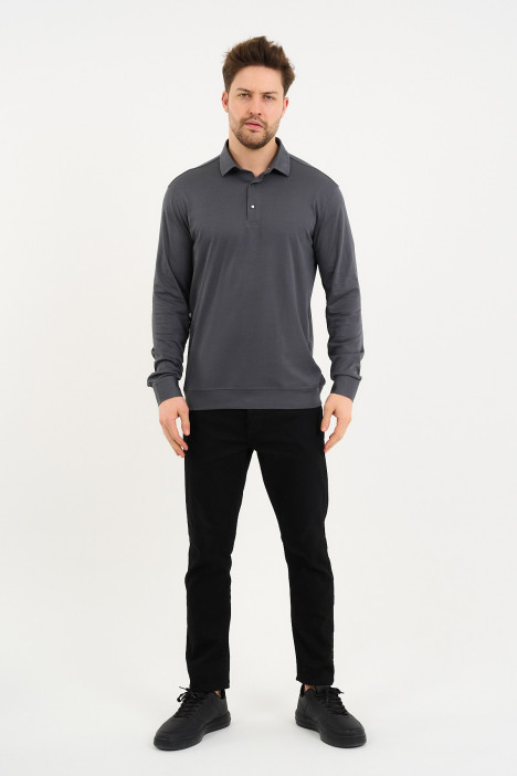 Bosmenti Long Sleeve Polo Collar - SMOKE