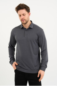 Bosmenti Long Sleeve Polo Collar - SMOKE