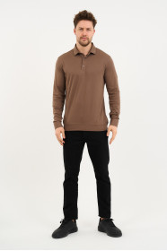 Bosmenti Long Sleeve Polo Collar - MINK