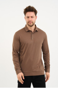 Bosmenti Long Sleeve Polo Collar - MINK
