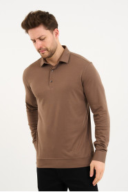 Bosmenti Long Sleeve Polo Collar - MINK