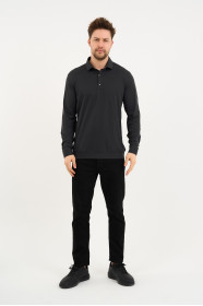 Bosmenti Long Sleeve Polo Collar - DARK PURPLE