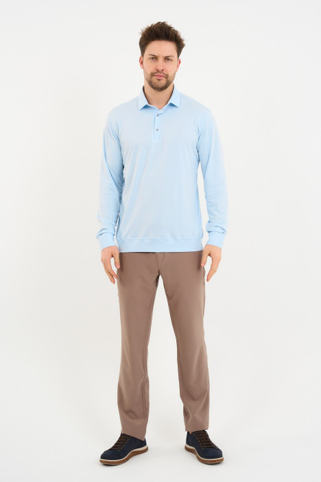 Bosmenti Long Sleeve Polo Collar - LIGHT BLUE