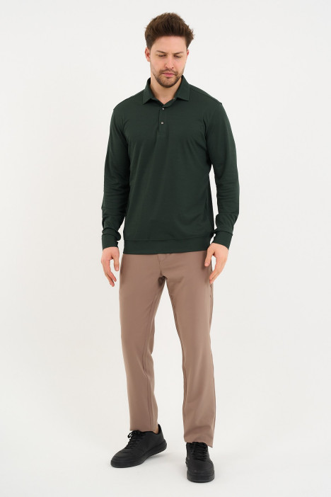 Bosmenti Long Sleeve Polo Collar - DARK GREEN