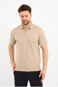 Bosmenti Polo Collar Short Sleeve - BEIGE