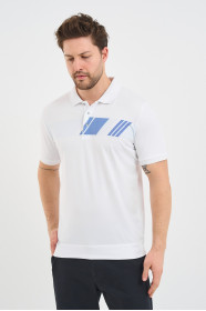 Bosmenti Polo Collar Short Sleeve Printed - BLUE