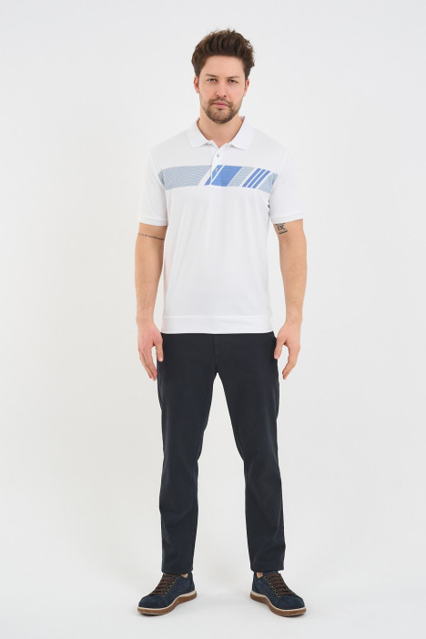 Bosmenti Polo Collar Short Sleeve Printed - NAVY