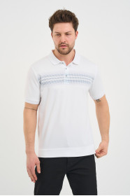 Bosmenti Polo Collar Short Sleeve Printed - GREY