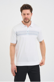 Bosmenti Polo Collar Short Sleeve Printed - GREY