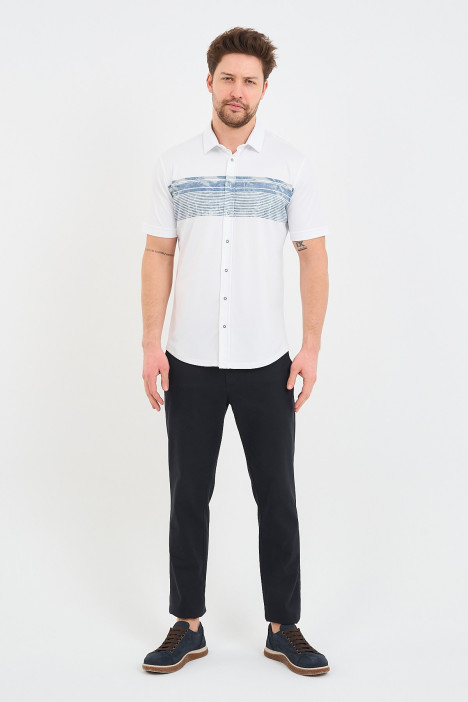 Bosmenti Shirt Collar Short Sleeve Printed - MINT