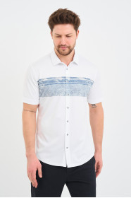 Bosmenti Shirt Collar Short Sleeve Printed - MINT